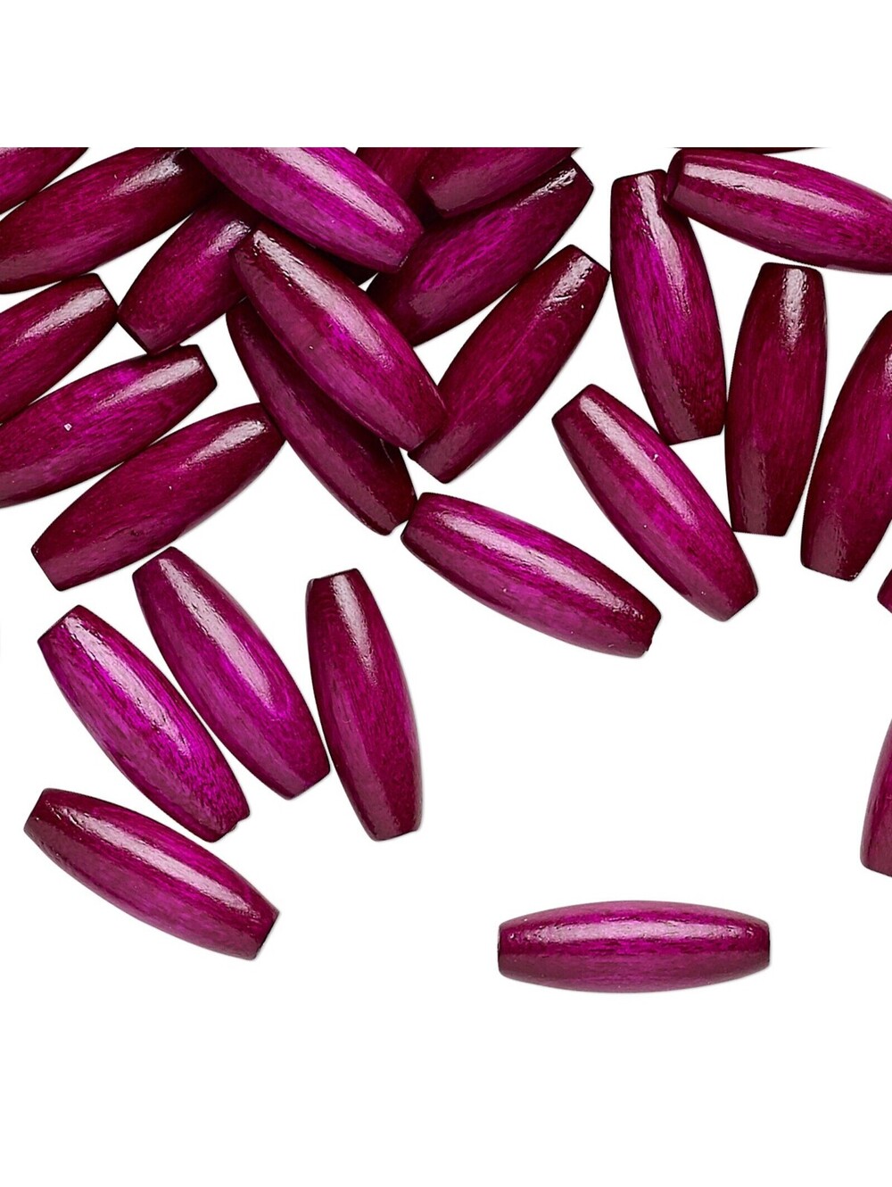 Bulk Lot Vintage West Germany Lacquered Purple 15x5 Oval Wood Beads 50 pcs